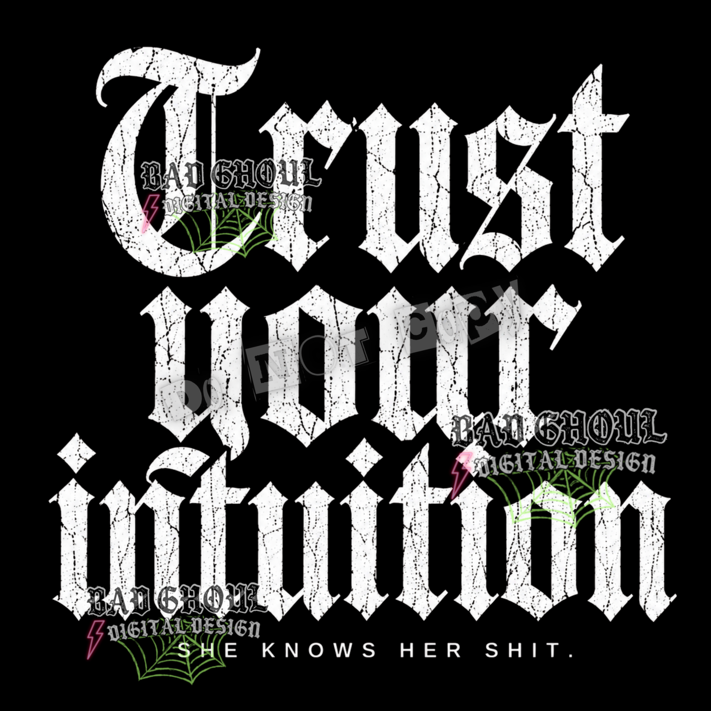 Trust your intuition | PNG DOWNLOAD | Black Fabric Only