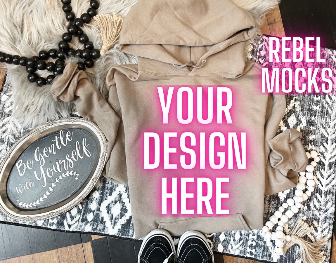 Jerzee safari hoodie Sweatshirt Flat Lay Mock Up TRENDING