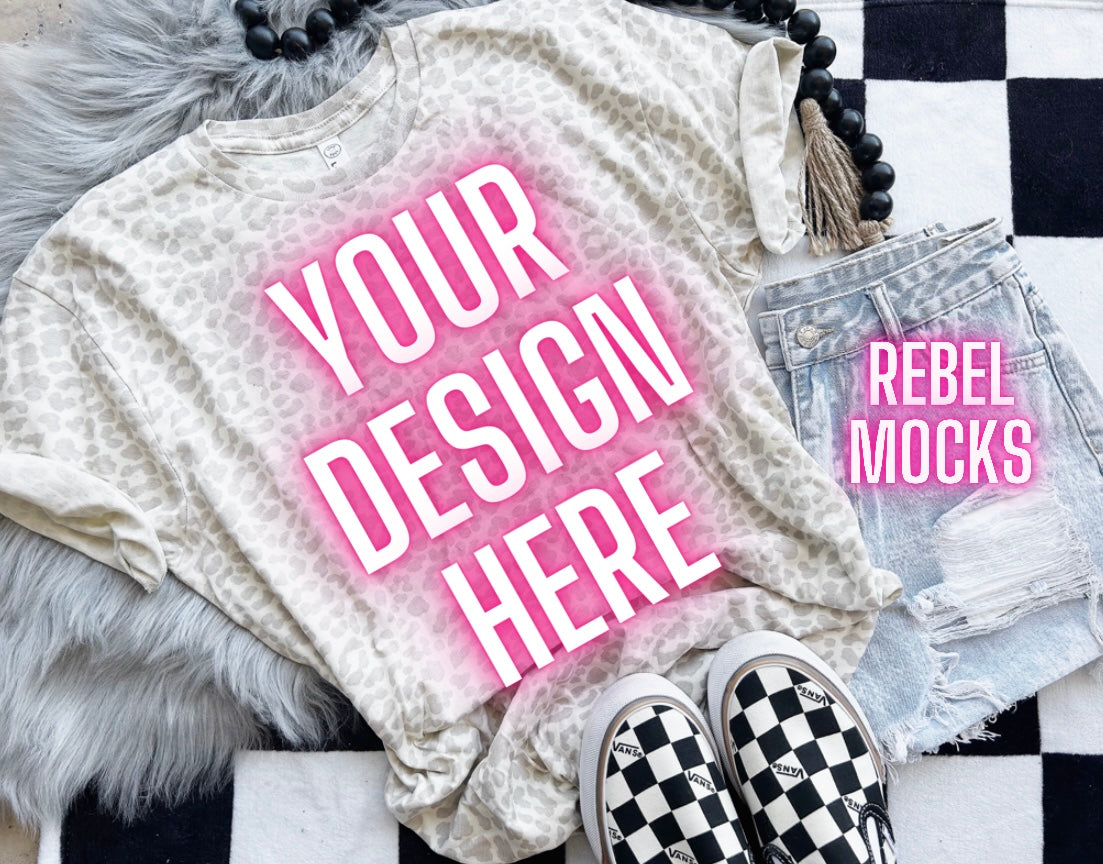 LAT Natural Leopard Flat Lay Mock Up