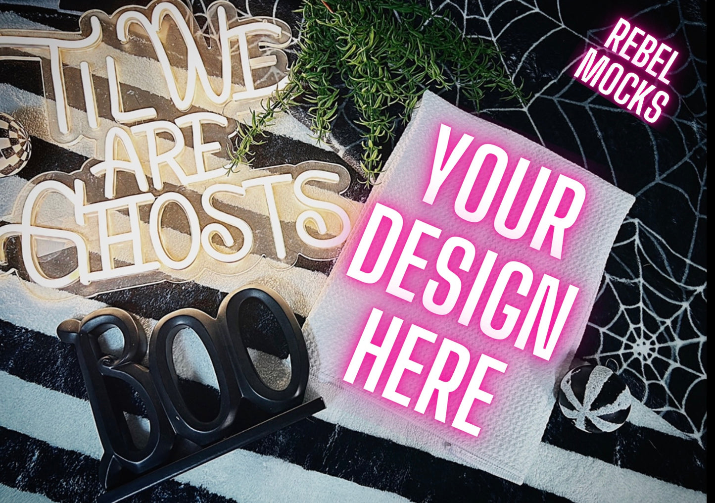 Spooky Tea Towel Flat Lay Mock Up TRENDING