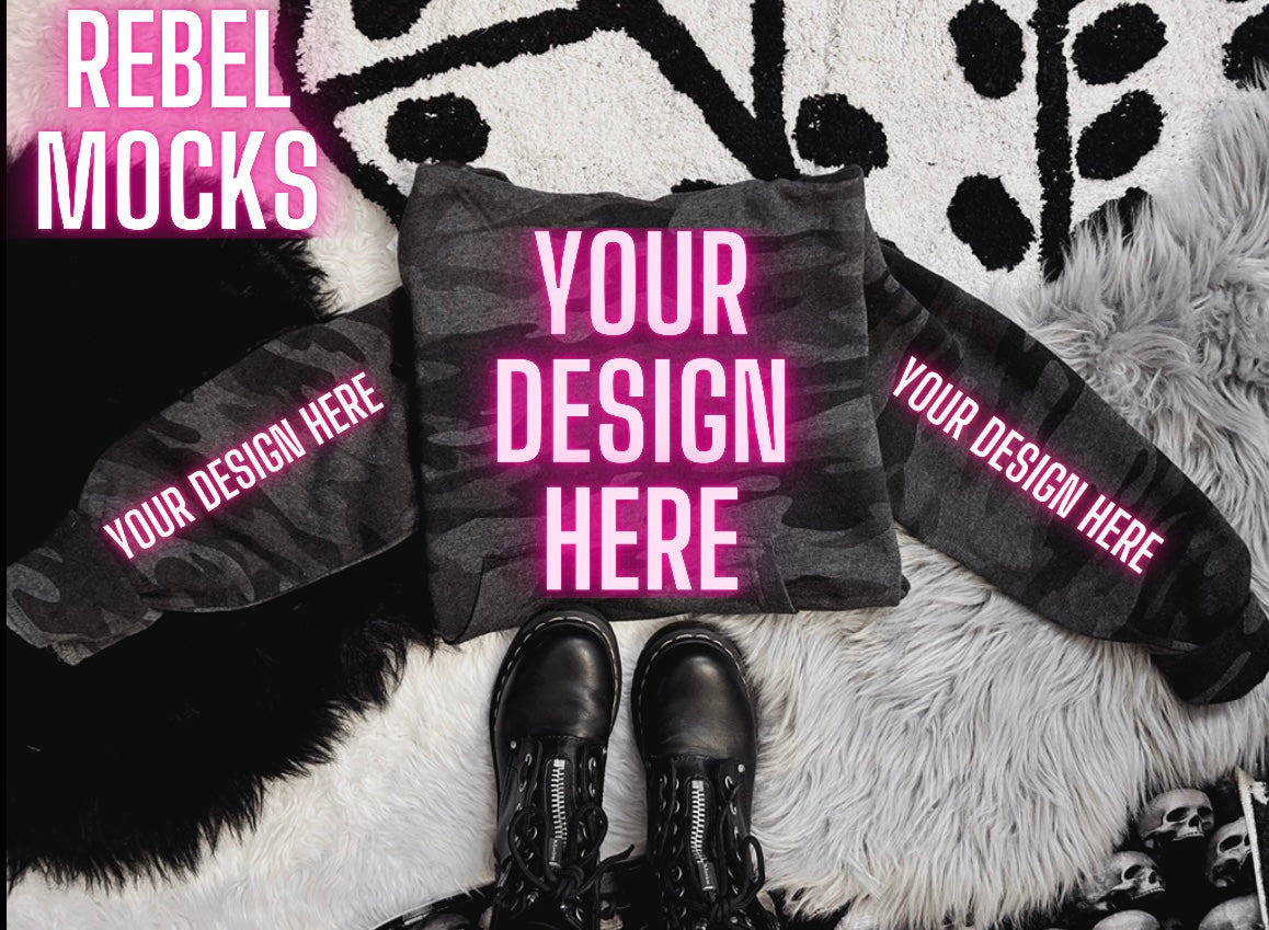 J America Black Camo Hoodie Sweatshirt Trendy Mock Up