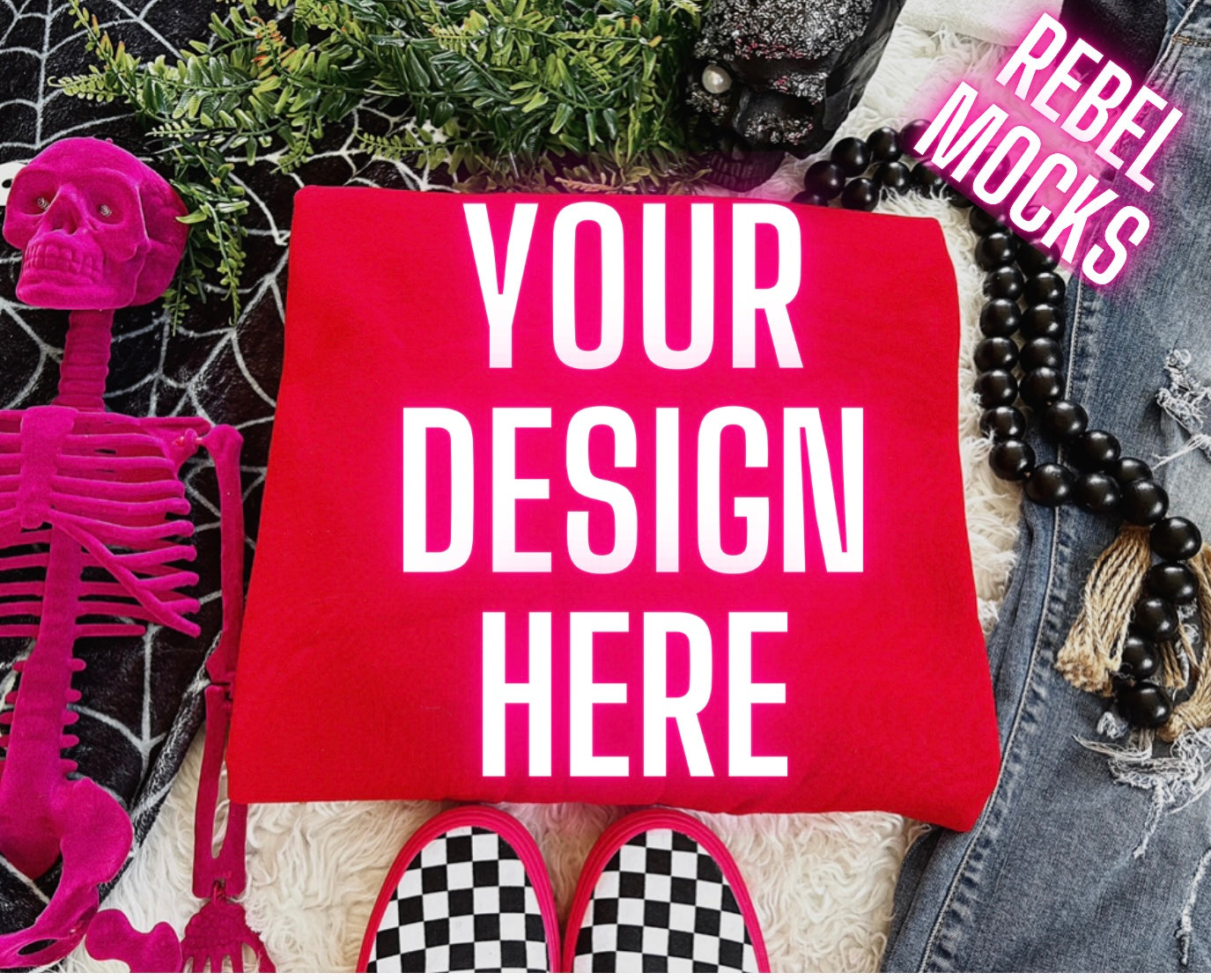 Red Flat Lay Mock Up TRENDING