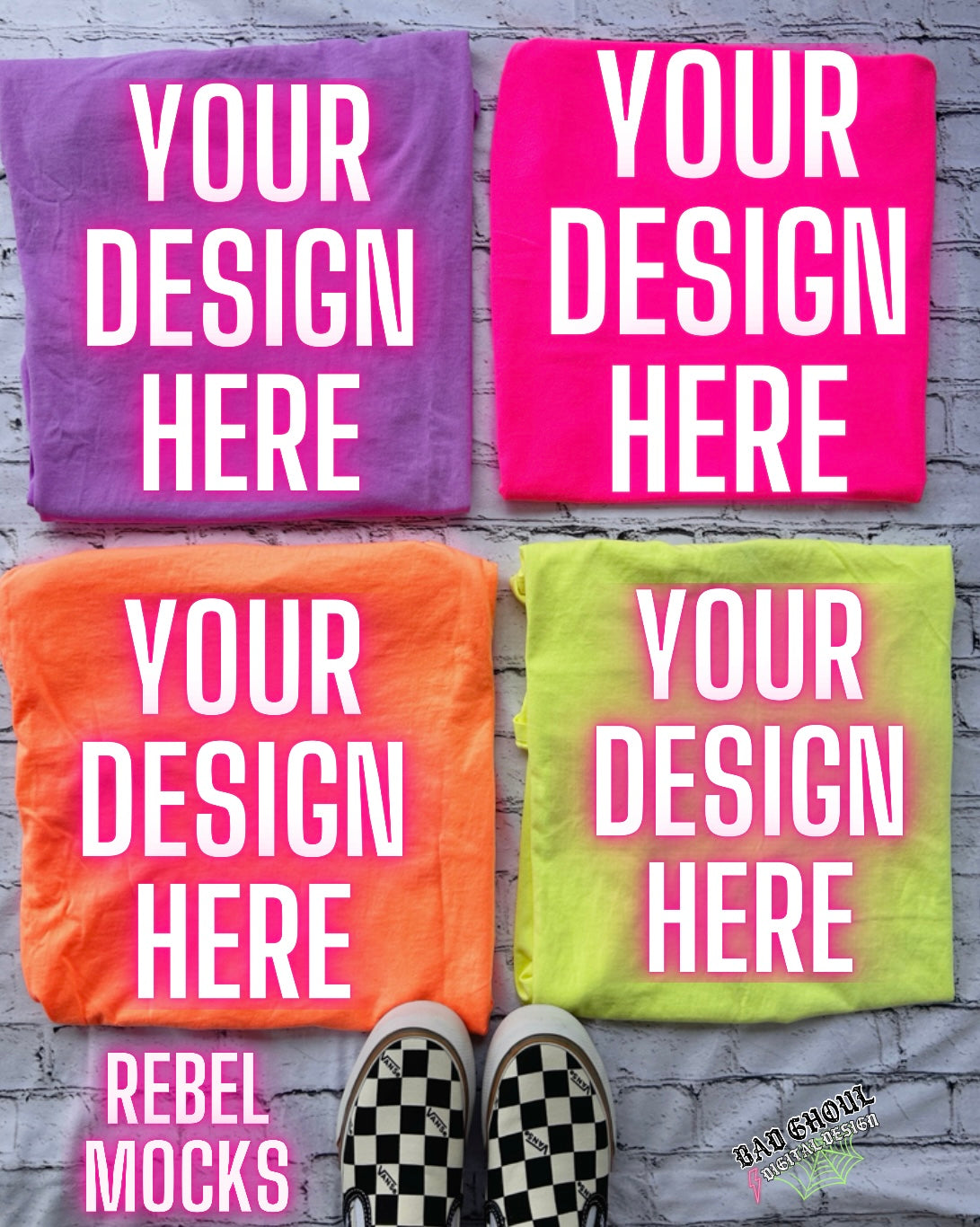 CC Neon Collage Tee Mock Up trendy