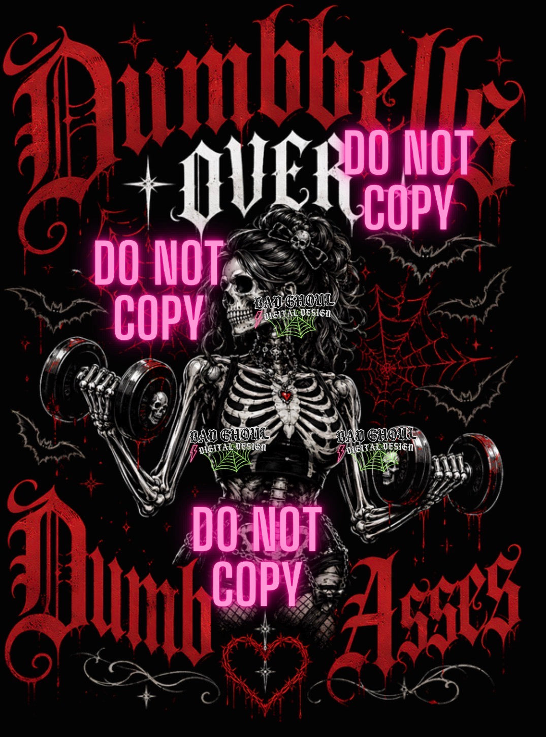 Dumbbells over Dumb Asses| PNG DOWNLOAD| Black Fabric