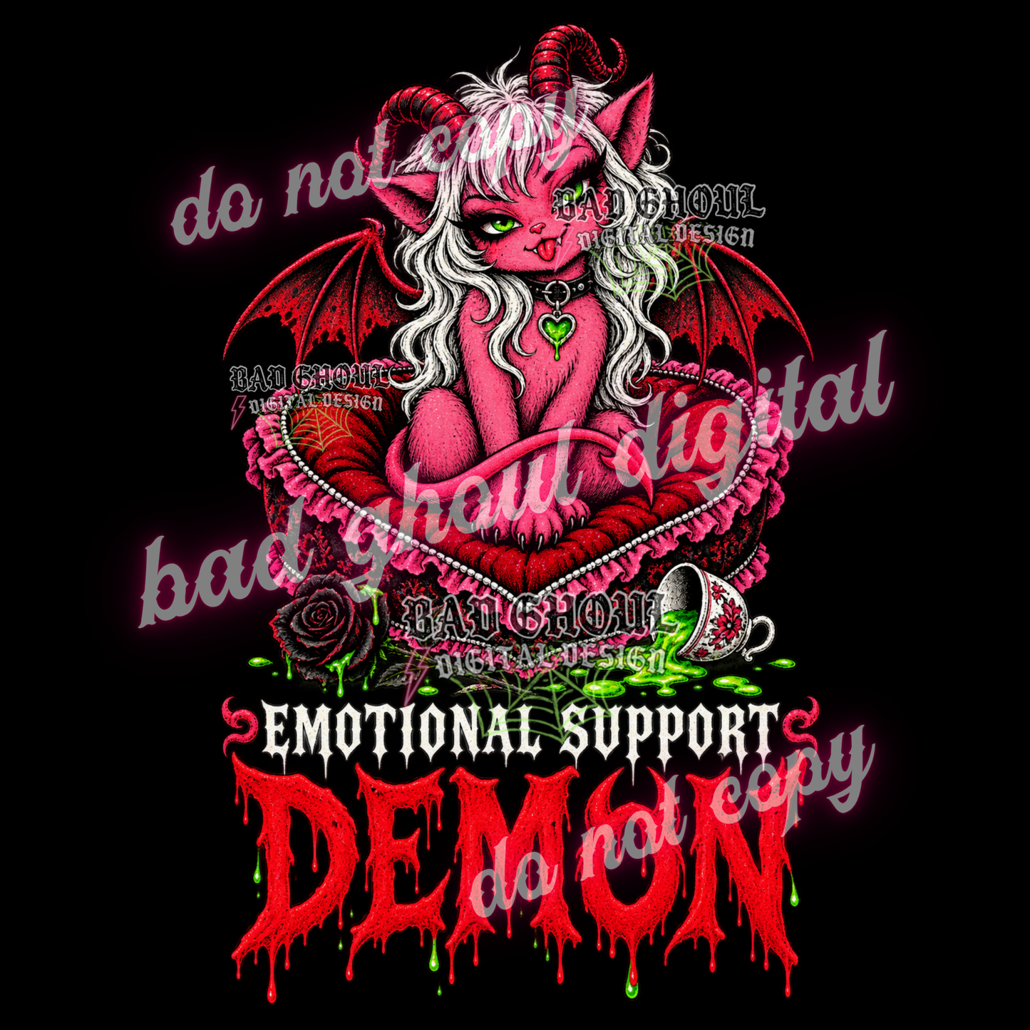 Emotional Support Demon | PNG DOWNLOAD BLACK FAB ONLY