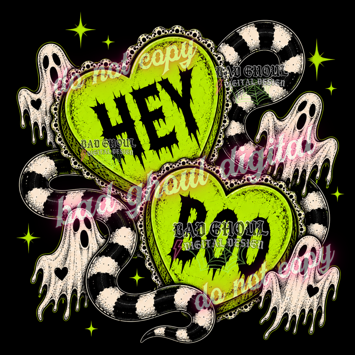 Hey Boo - Hearts | PNG DOWNLOAD BLACK FAB ONLY
