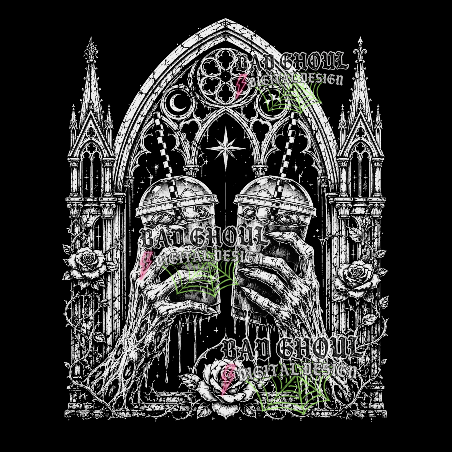 Gothic Coffee PNG DOWNLOAD| Black Fabric Only