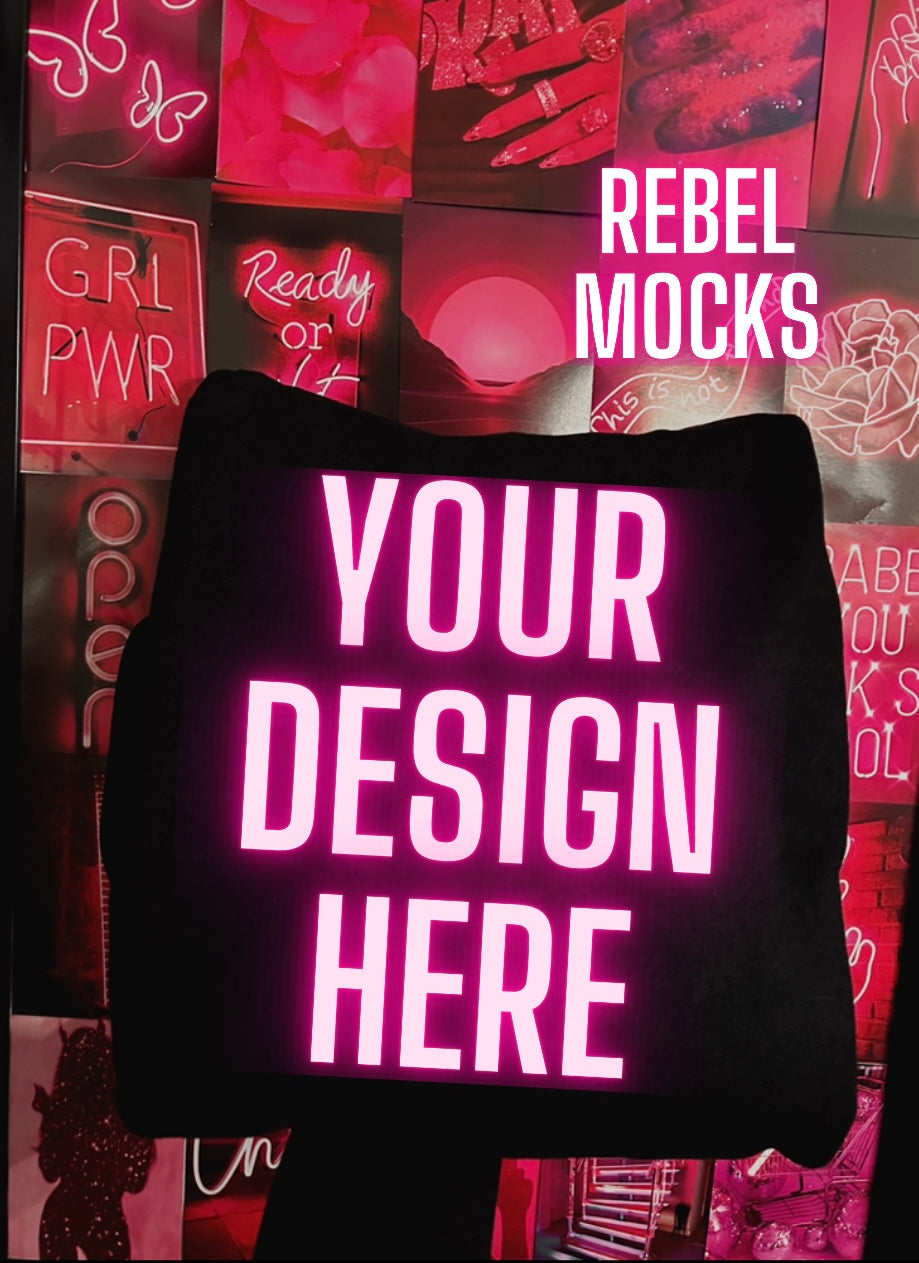 Black Crew Neck Sweatshirt or TEE Mock Up TRENDING VIBES