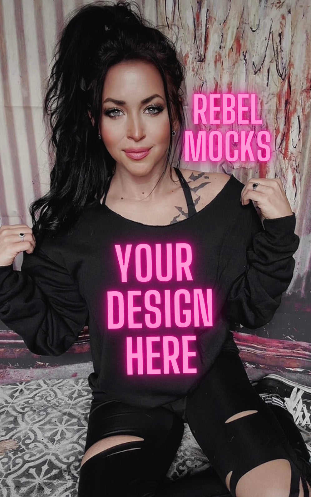 Black off shoulder Crew IRL Alternative Edgy