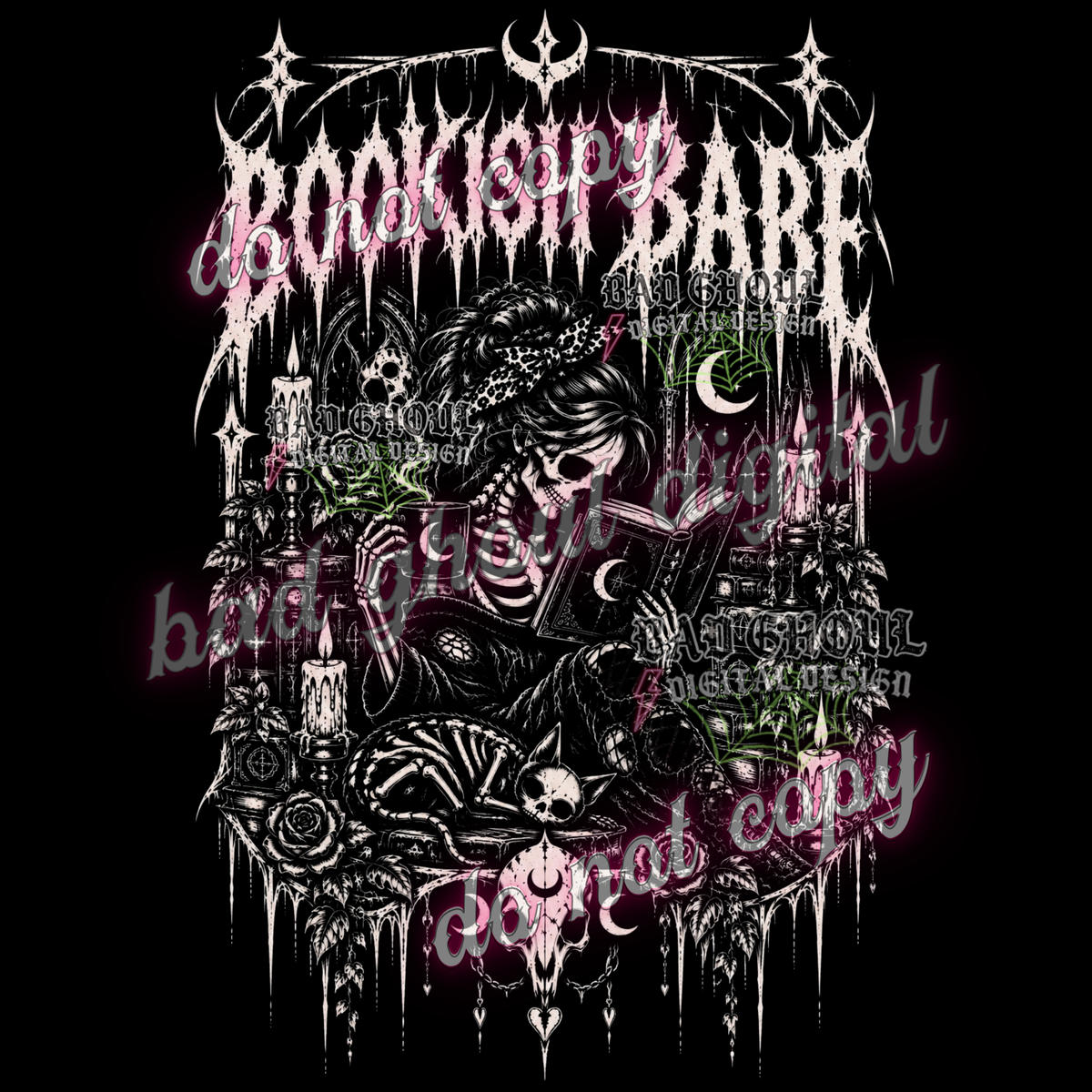 Bookish Babe | PNG DOWNLOAD BLACK FAB ONLY