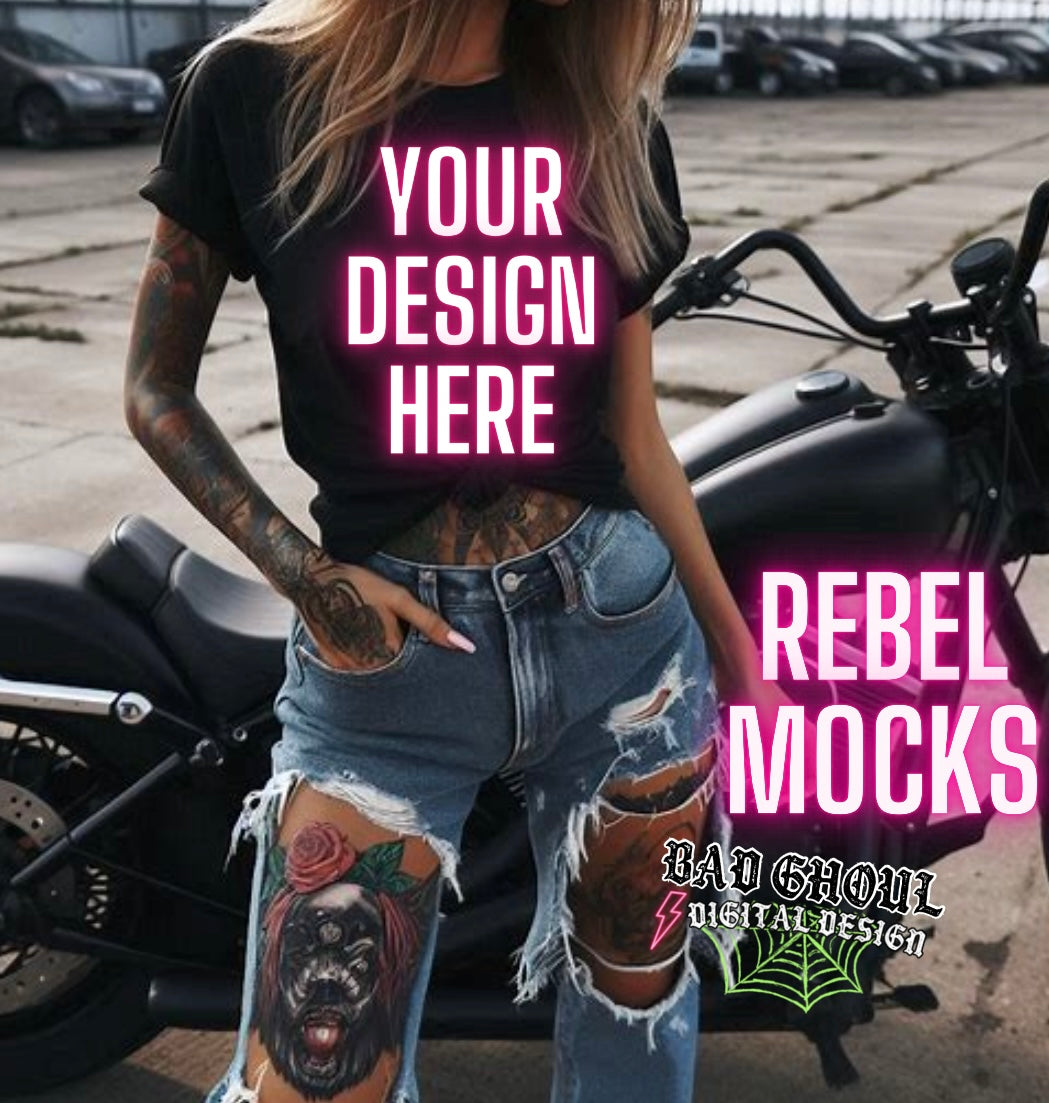 Black Tee EDGY Model Mock Up MOTO