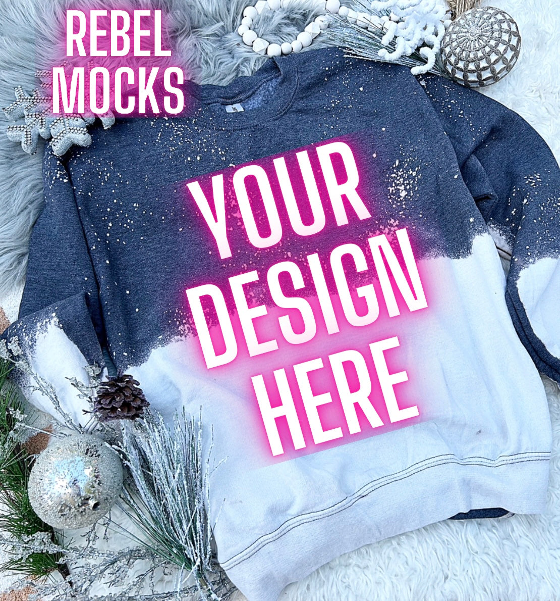 Acid Wash Sweatshirt Neutral Holiday Winter Flat Lay Mock Up