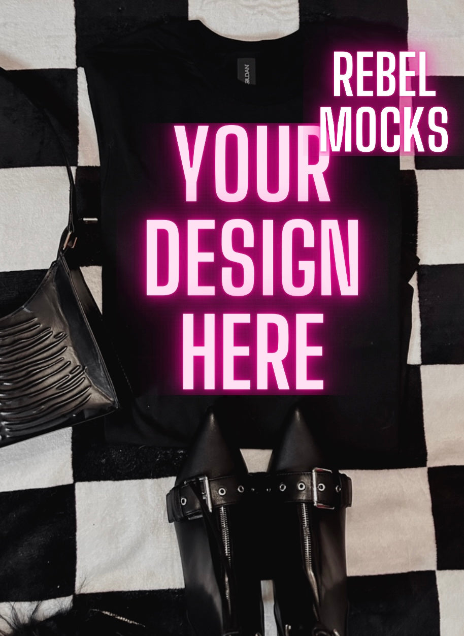 Black Tee Alternative Flat Lay Mock Up