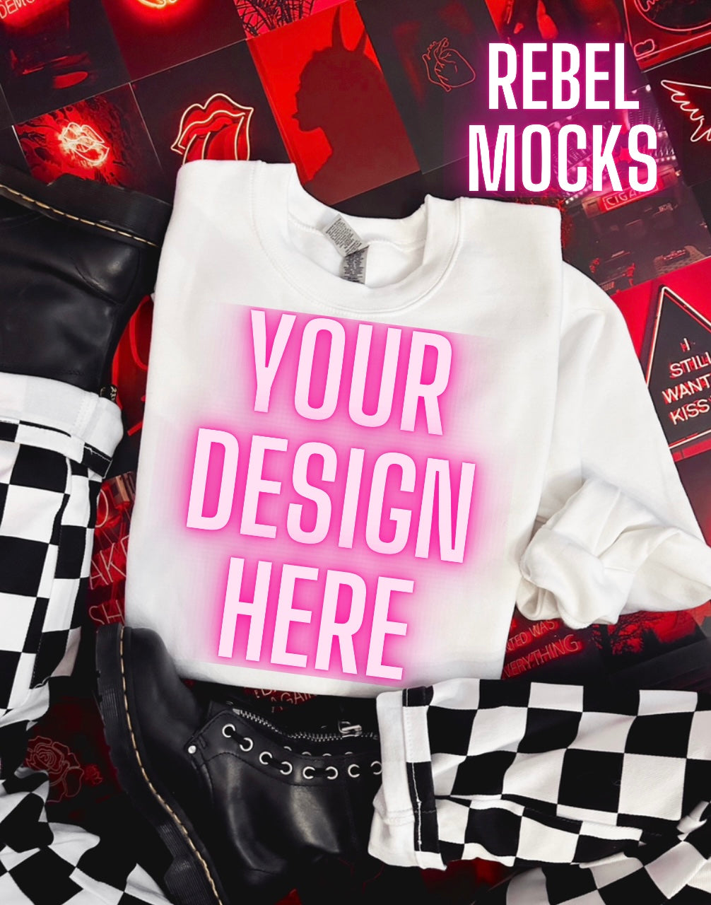 Edgy Aesthetic white Flat Lay Trendy Mock Up