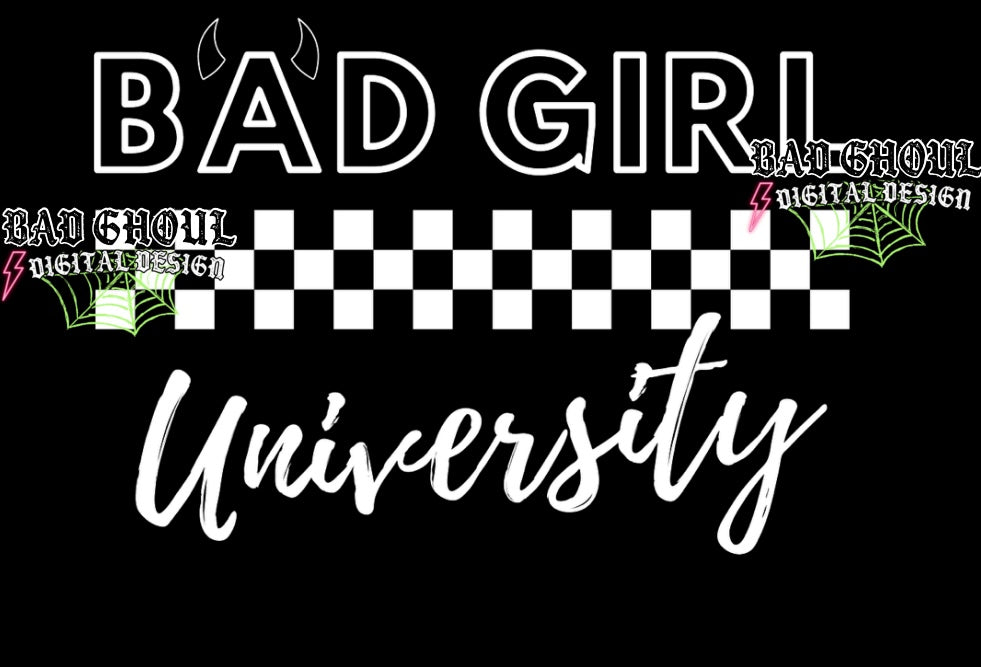 Bad Girl University PNG Download black & White