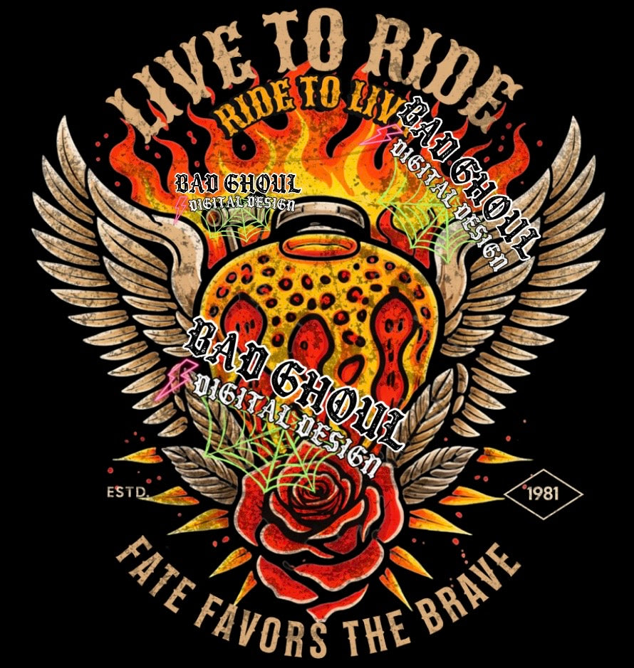 Live To Ride | Black Fabric | PNG DOWNLOAD