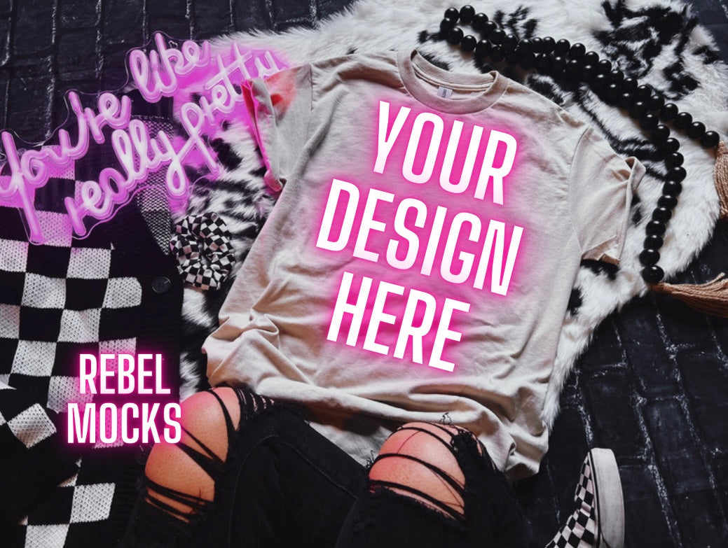 Sand Flat Lay Mock Up Trendy Edgy Vibes