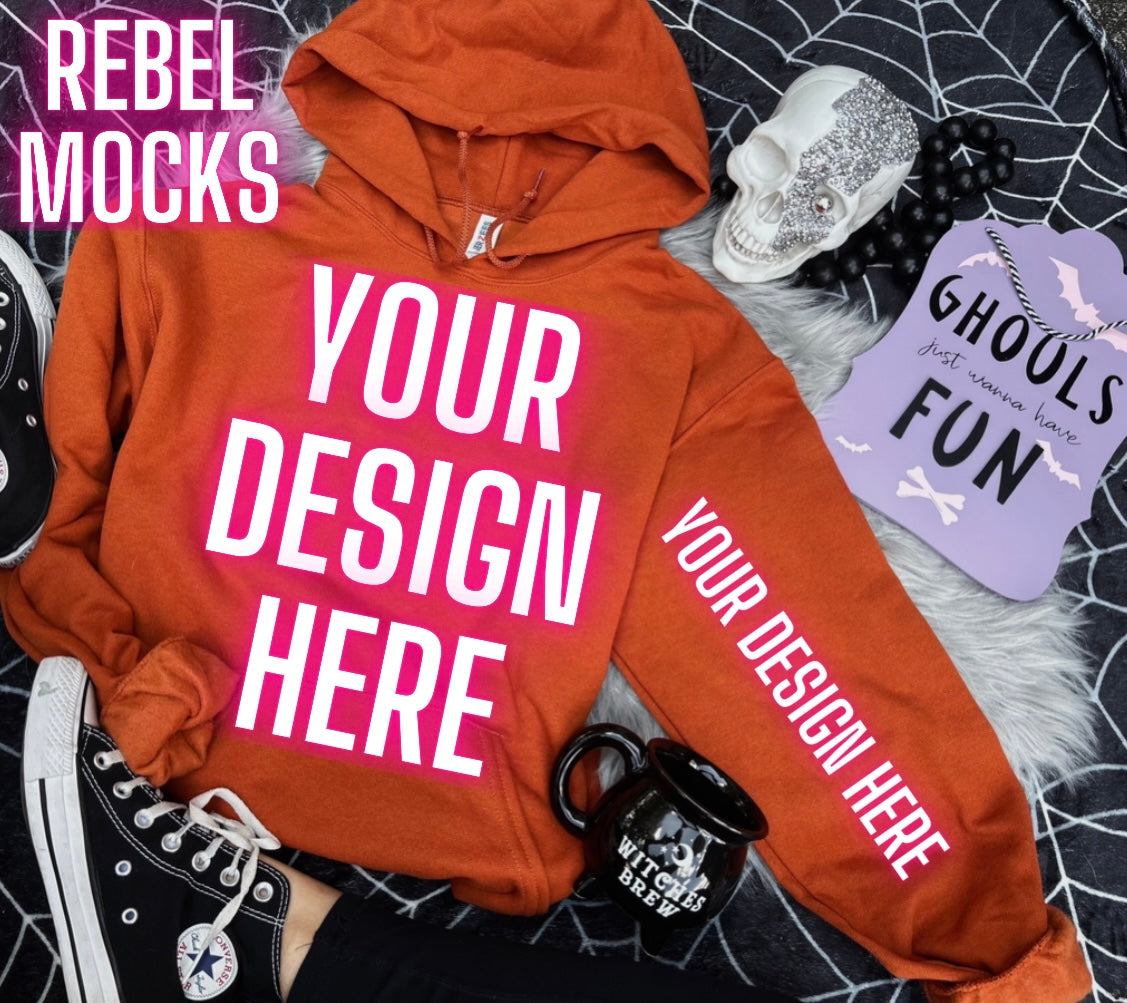 Texas Orange Burnt Orange Jerzee Hoodie Mock Up Flat Lay