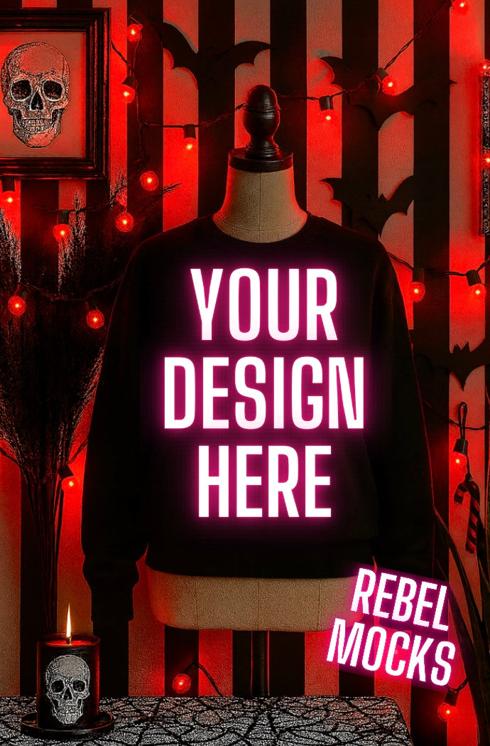 Holiday Black Sweatshirt Goth Edgy Alternative Mock Up