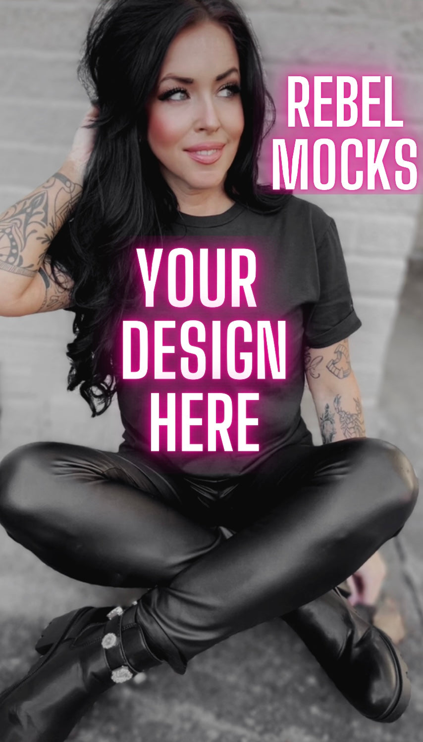 Edgy Black Tee Model Alt Vibes Mock Up