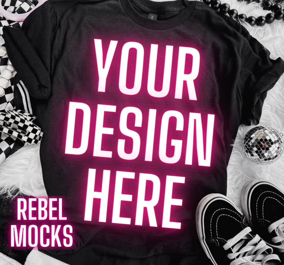 Black Alt Emo Grunge Goth Spooky Flat Lay Trending Mock Up