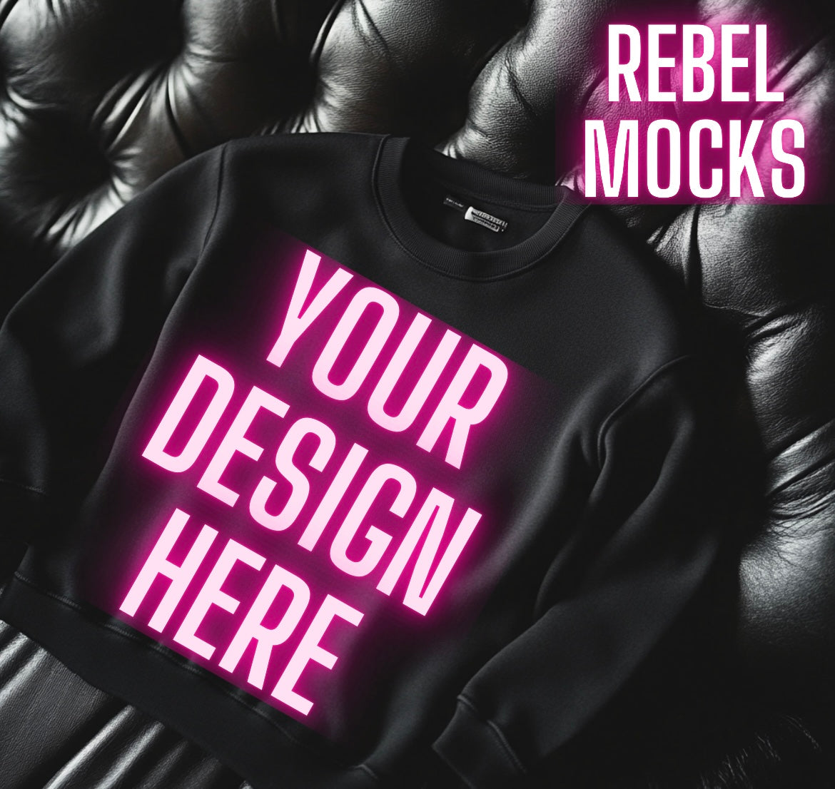 Black Alternative Crewneck Sweatshirt Flat Lay Mock UP