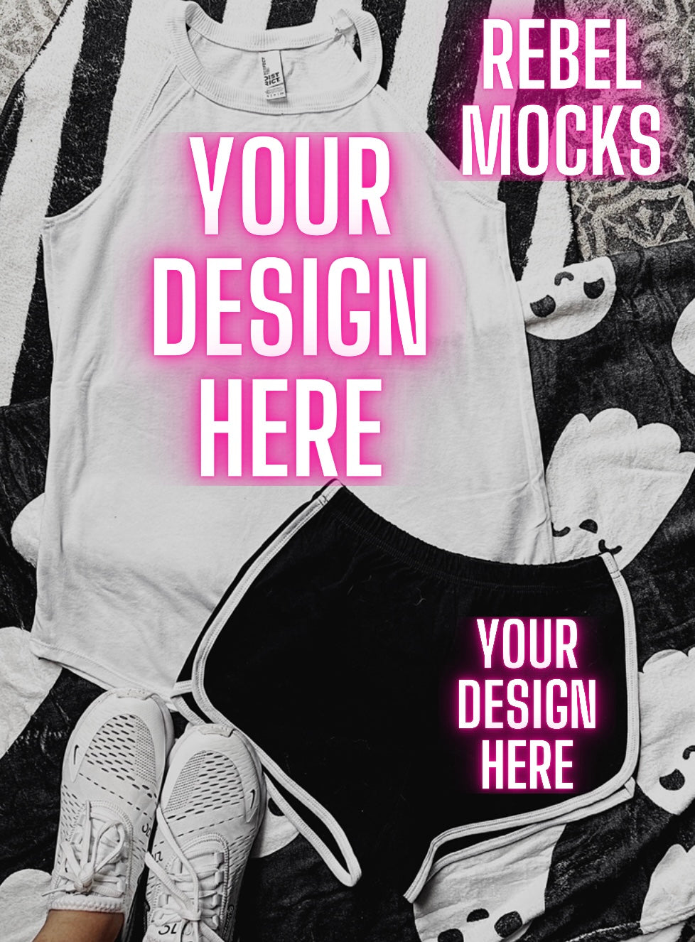 Rocker Tank and Dolphin Short Set Flat Lay Mock Up TRENDING