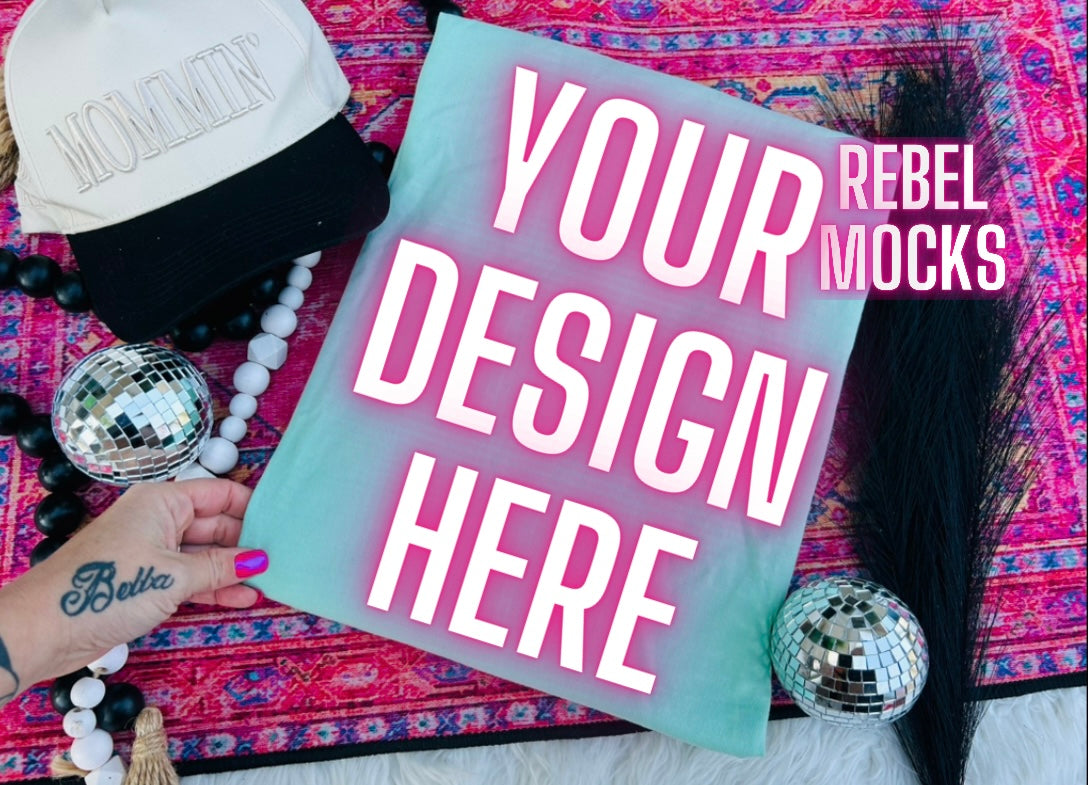 Comfort Colors chalky Mint Trendy Mock Up Flat Lay