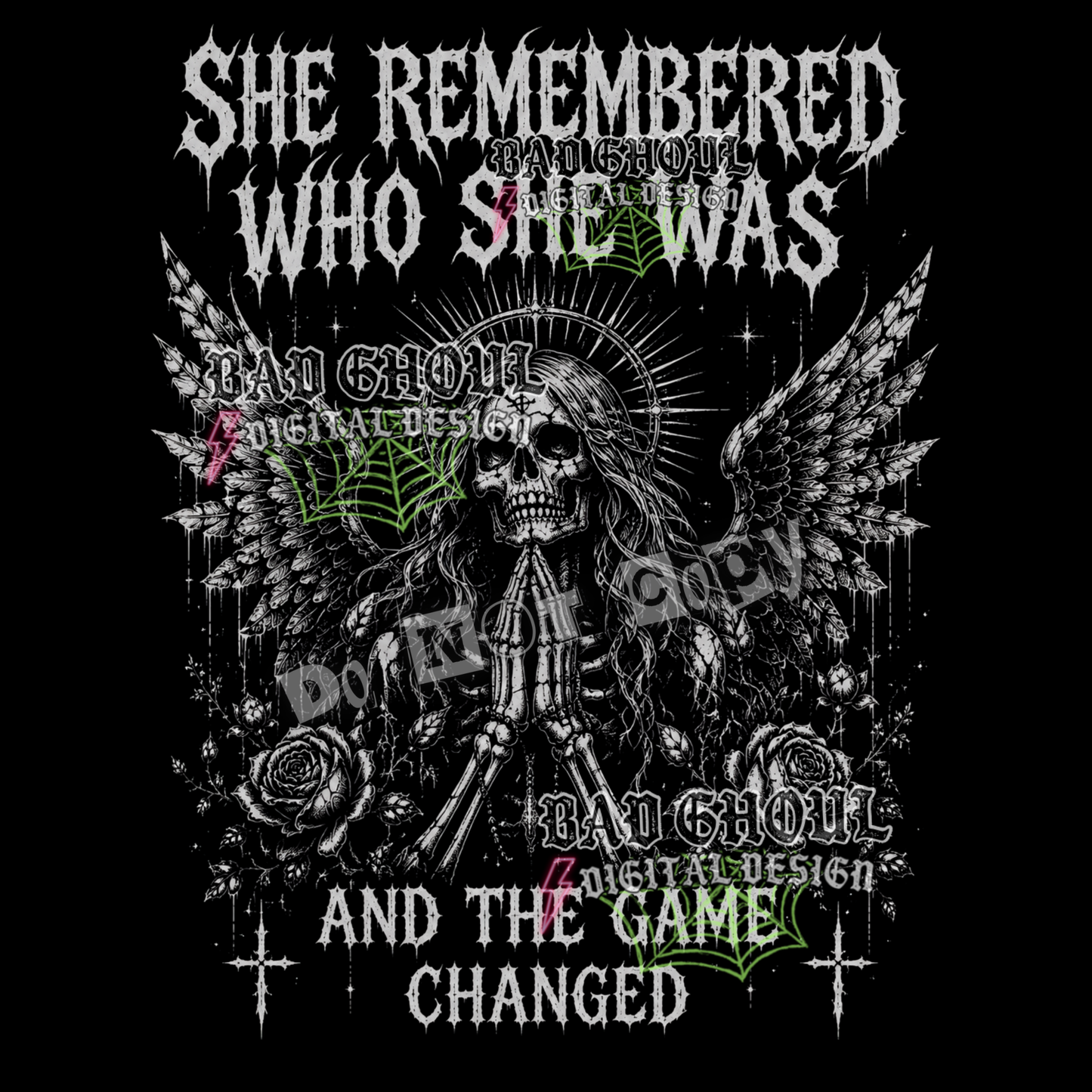She remembered who she was | PNG DOWNLOAD | Black Fabric Only
