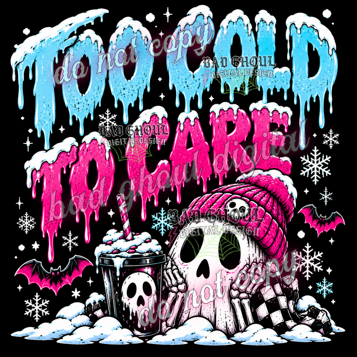 Too cold to care | PNG DOWNLOAD BLACK FAB ONLY