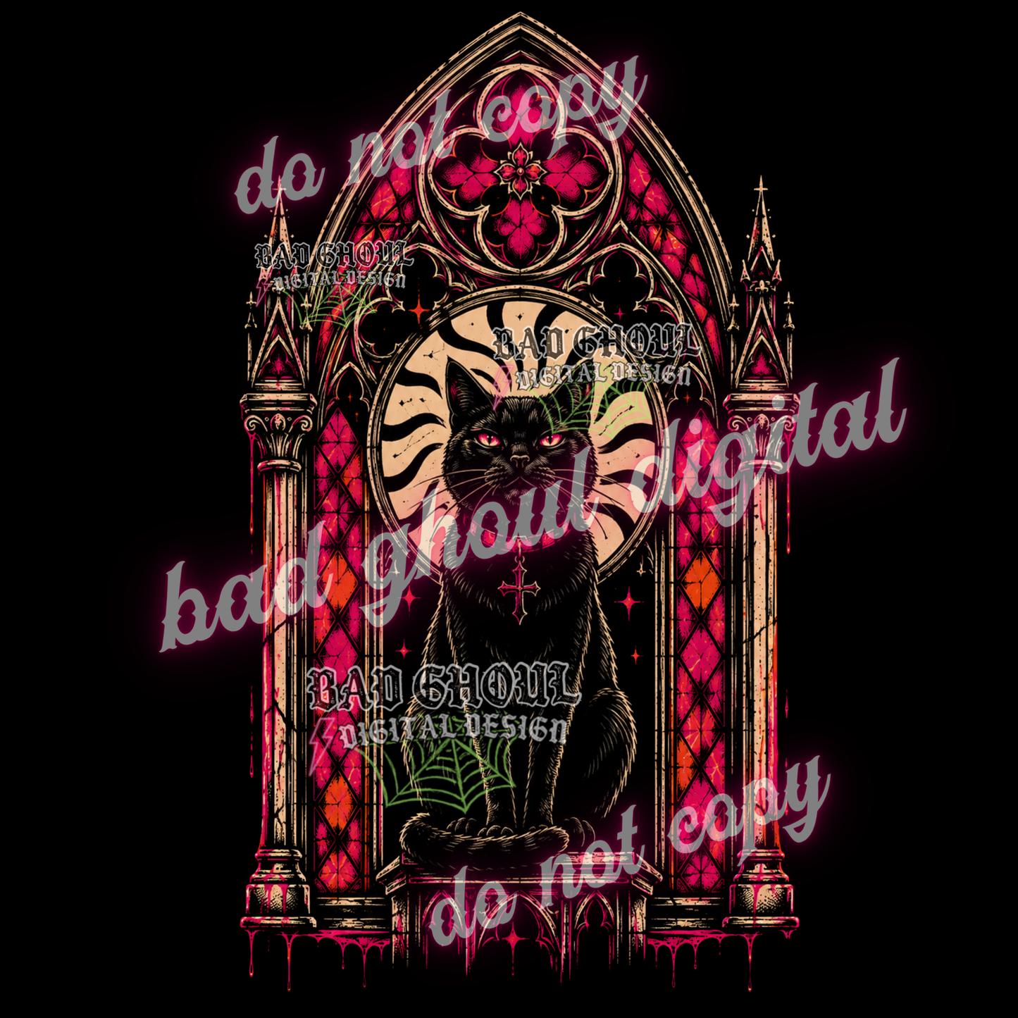 Cathedral + Black cat | PNG DOWNLOAD | BLACK FAB ONLY