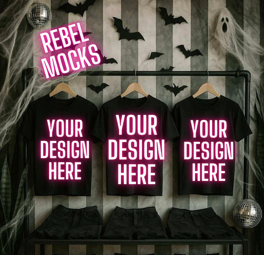 Black Tee Spooky Goth Edgy Alternative Mock Up