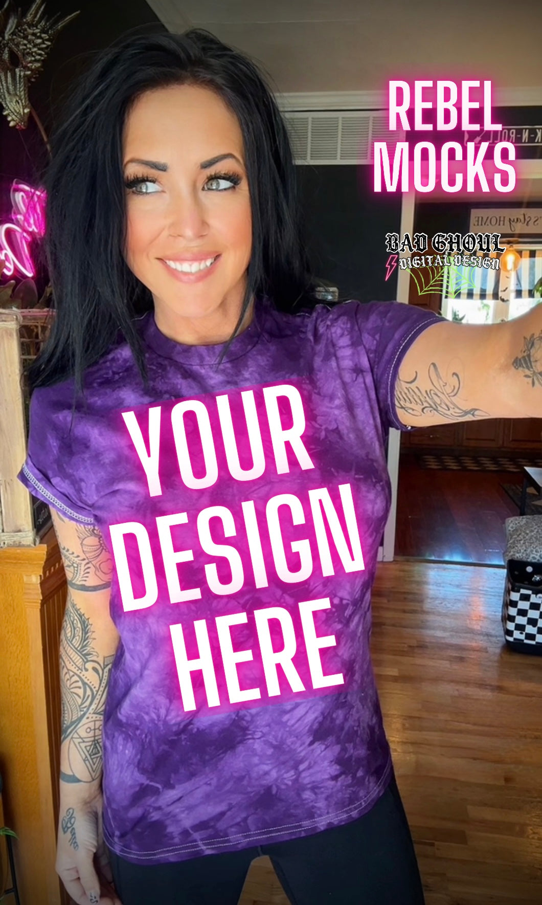 Alt Vibez Purple Tie Dye Tee Trendy Model Mock Up