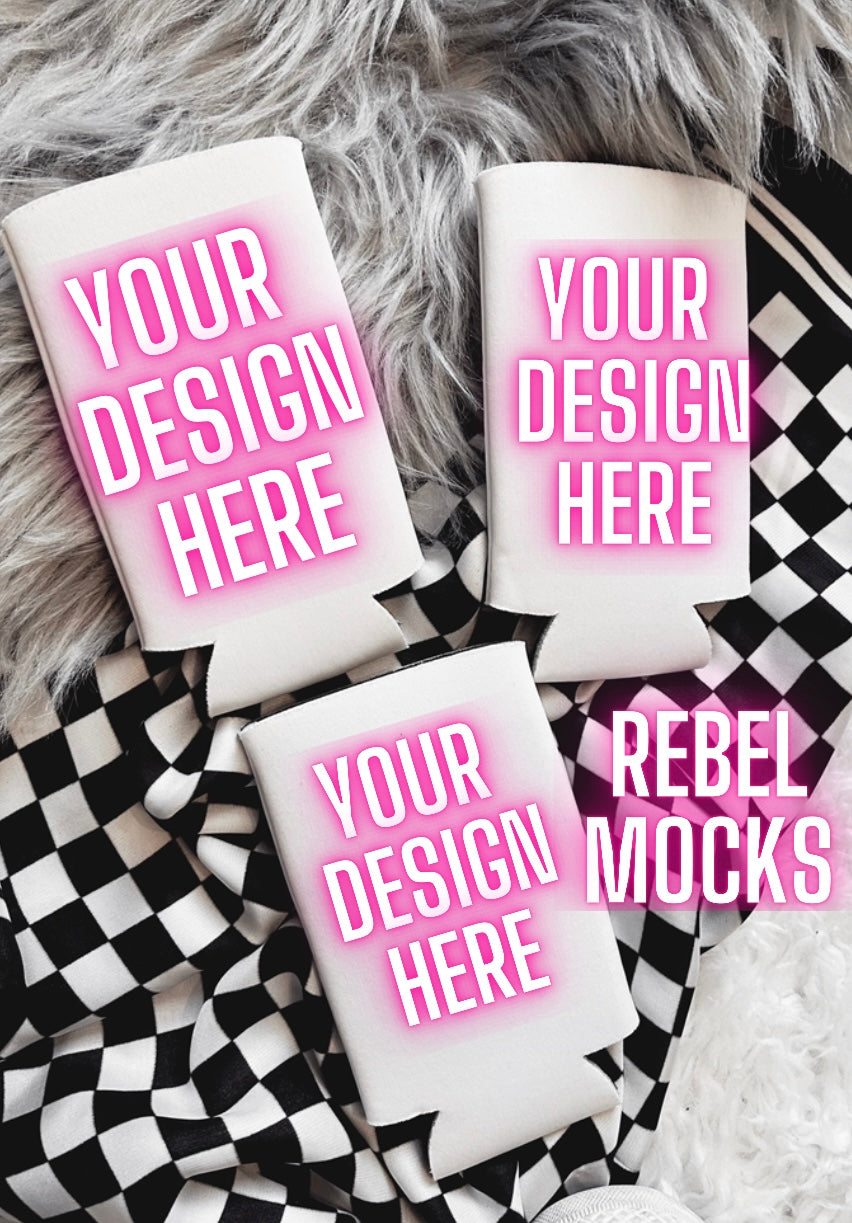 Koozie and Car Coaster Bundle Trendy Mock Up flat Lay