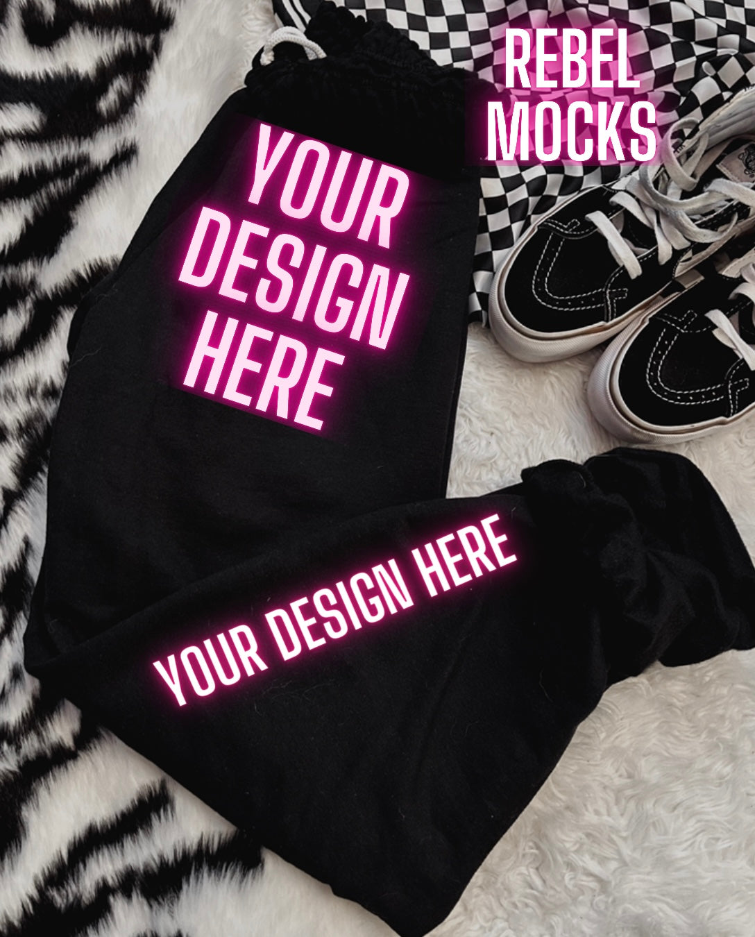 Gildan Black sweats flat Lay Mock Up TRENDING VIBES