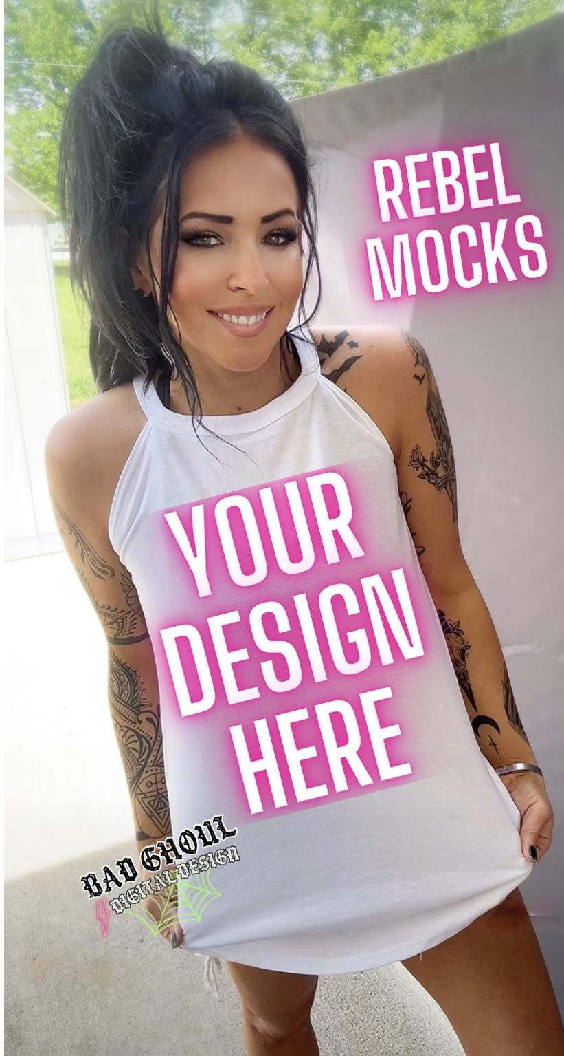 White Tri Rocker Tank Model Mock Trendz