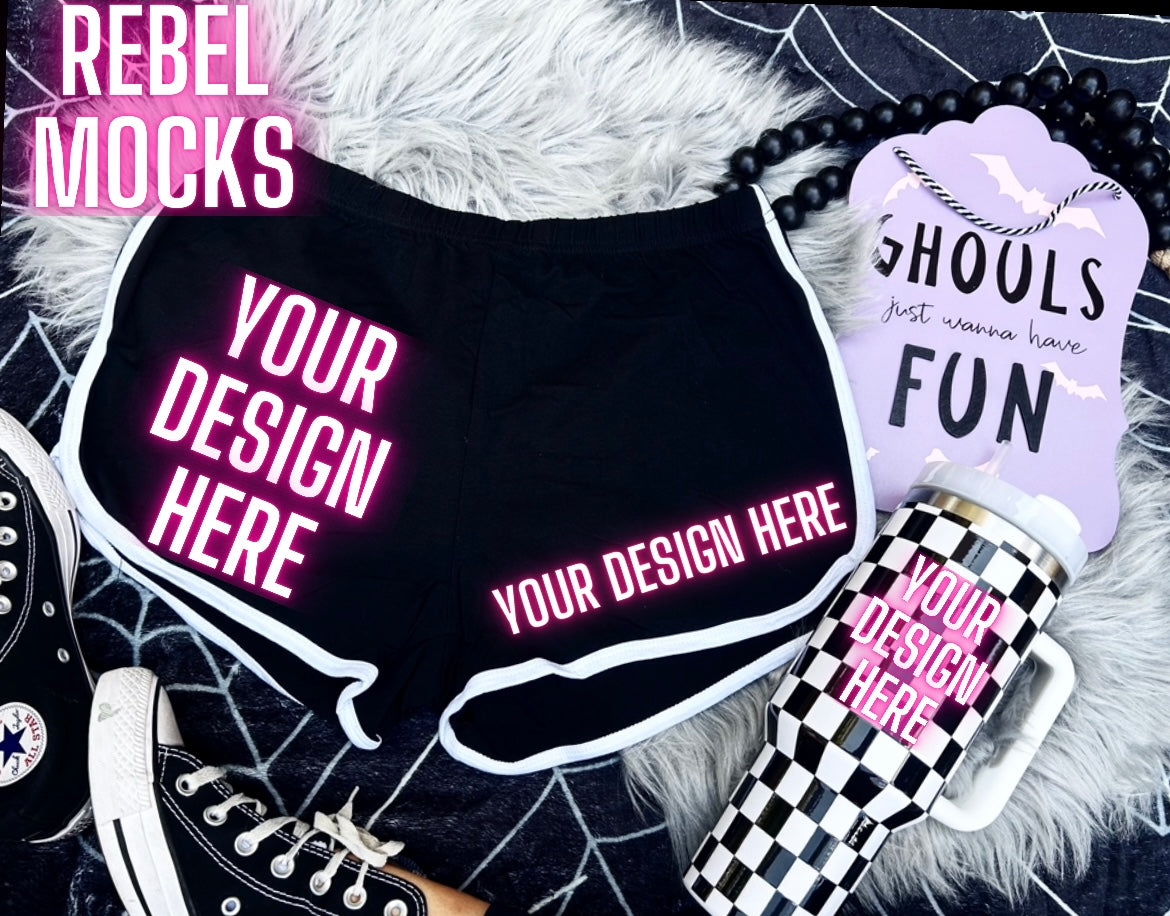 Black Dolphin Shorts Mock Up Flat Lay