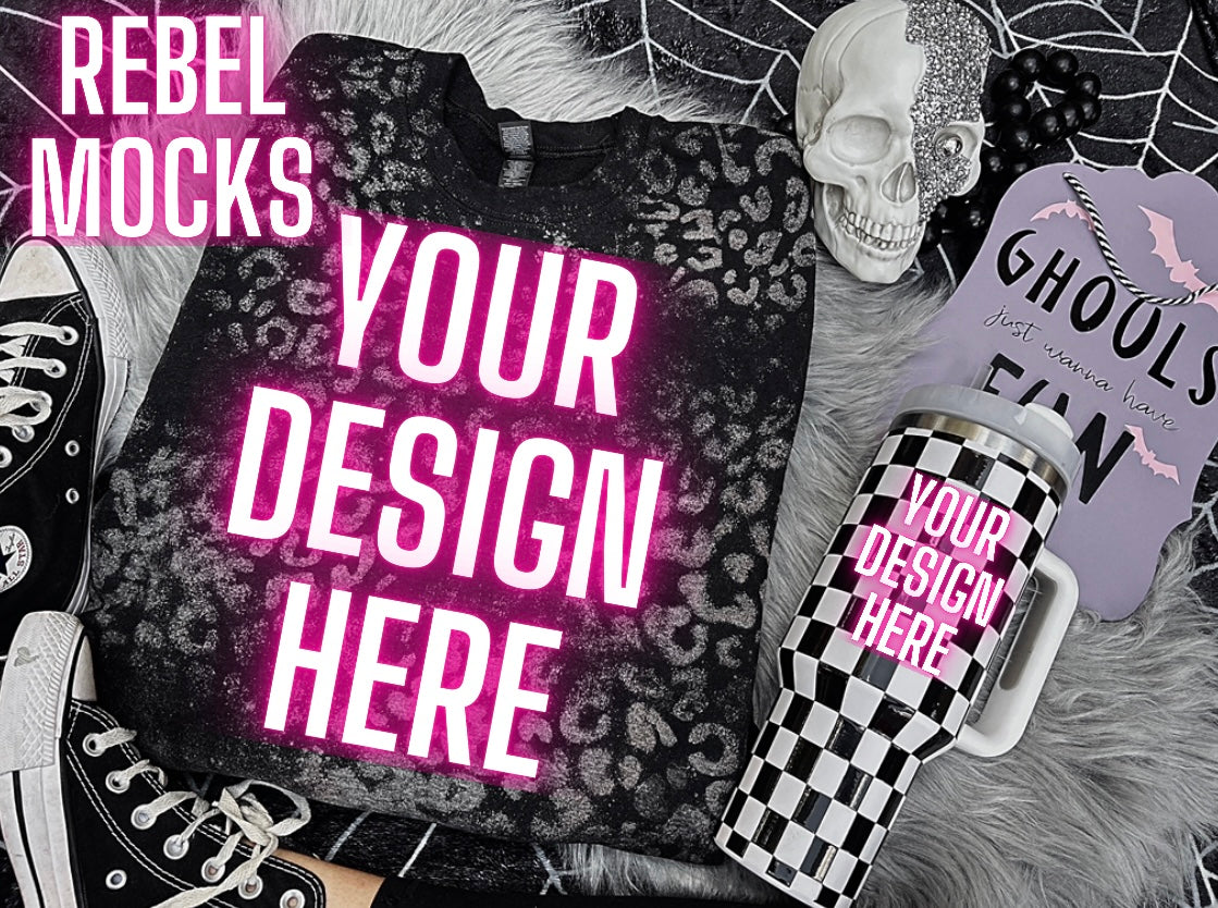 Black Cheetah Print Sweatshirt Gildan Mock Up Flat Lay