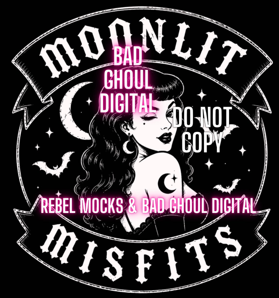 Moonlit Misfits| PNG DOWNLOAD | Black Fabric Only