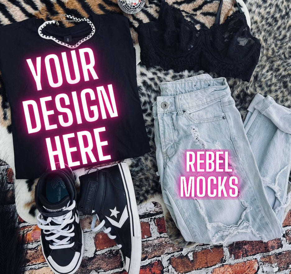 Black Alt Trendy Mock Up Flat Lay