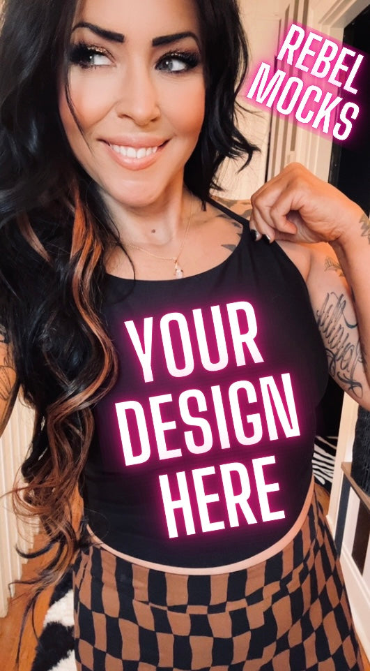 Black Spaghetti Strap Tank Model Mock UP