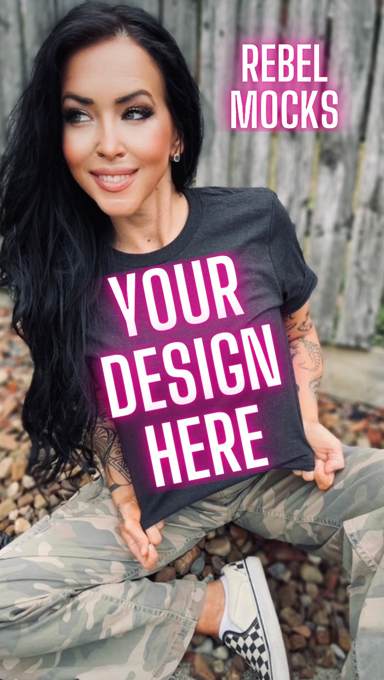 Dark Heather Tee Model Mock Up Edgy Vibes