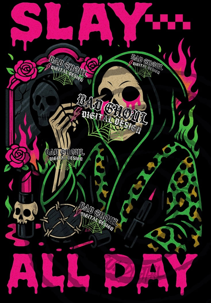 Slay All Day Black Fabric PNG DOWNLOAD