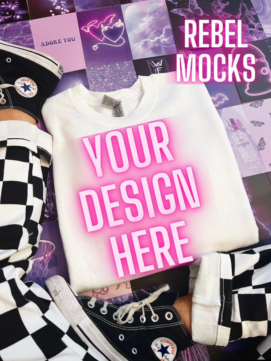 Edgy Aesthetic White Flat Lay Trendy Mock Up