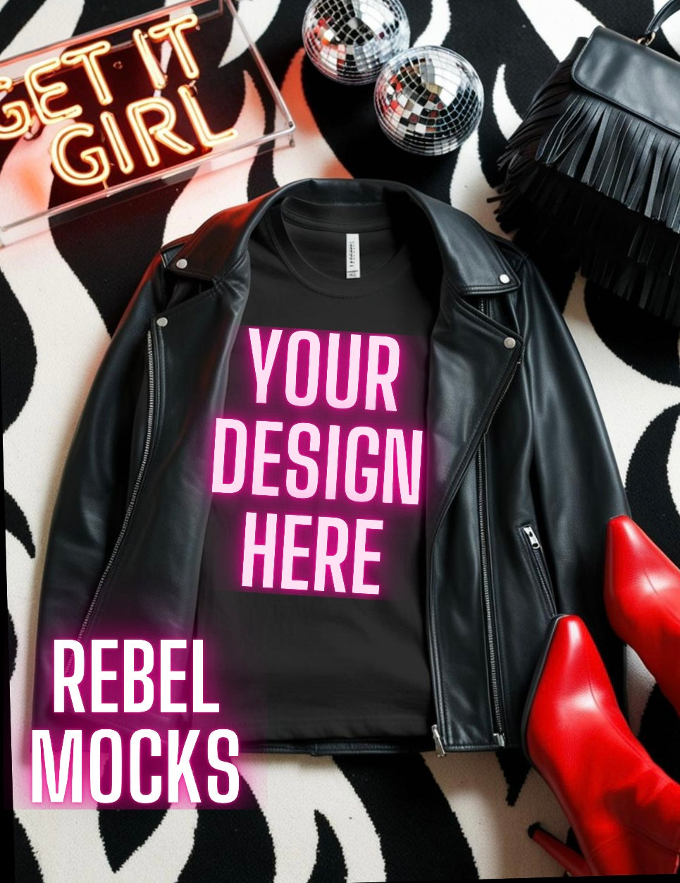 Bella Black Tee Edgy Trendy Mock Up Flat Lay