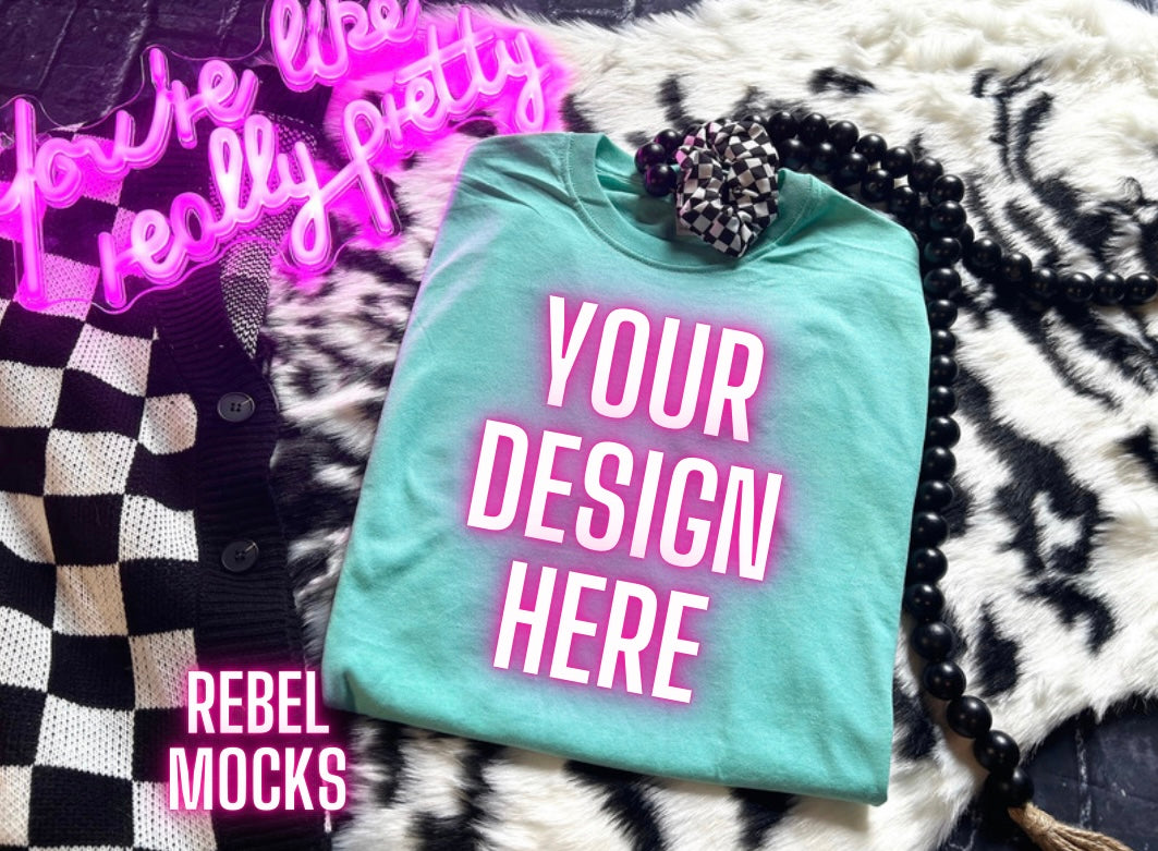 Jerzee Cool Mint Flat Lay Mock Up Trendy Edgy Vibes Sub Friendly