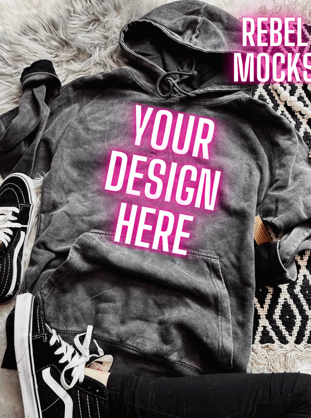 Lane Seven Vintage Wash Hoodie Sweatshirt Flat Lay Mock UP
