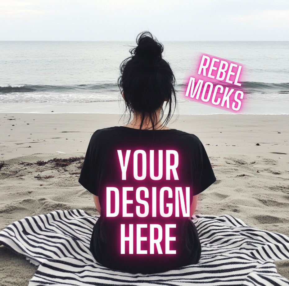 Black Tee Beachy Alt Vibez Model Mock Up