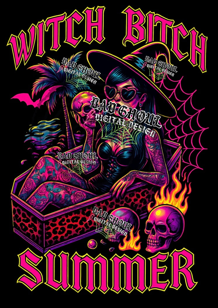 Witch Bitch Summer Black Fabric PNG DOWNLOAD