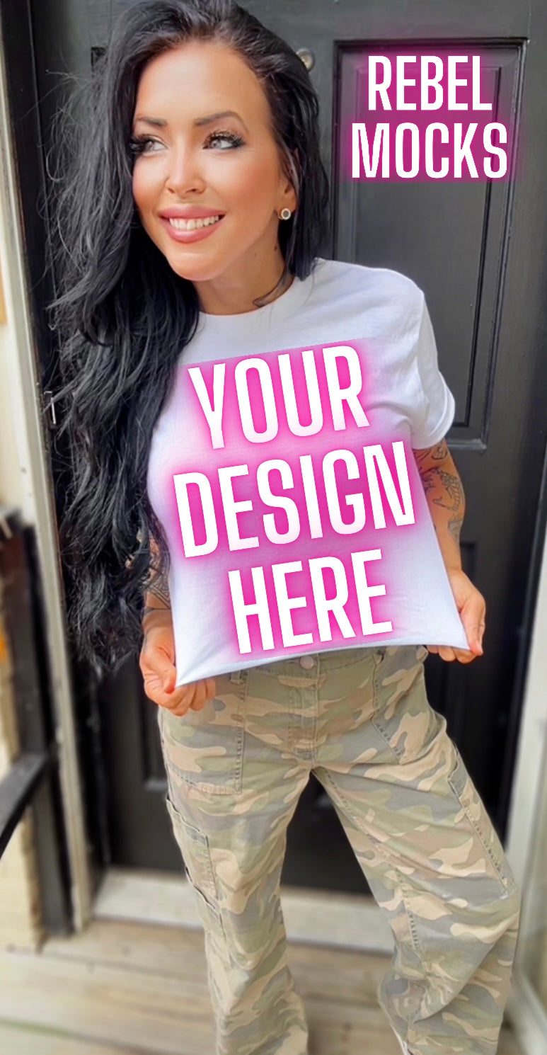 White Tee Model Mock Up Edgy Vibes